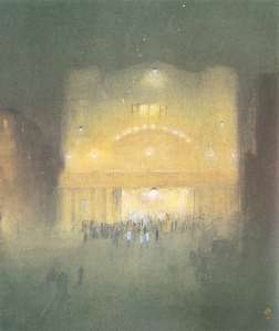 "Madan Theatre by Night" by Gaganendranath Tagore. Held at National Gallery of Modern Art, New Delhi. Image Courtesy: NGMA